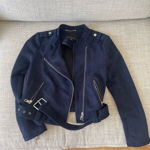 Banana Republic baby blue faux suede moto jacket